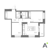 3 ккв (Евро) № 311 Корп.: 1 , Секция 5  в ЖК Аквилон Solar
