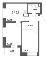 2 ккв № 14 Корп.: 1 , Секция 1  в ЖК Аквилон Солар