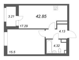 2 ккв (Евро) № 225 Корп.: 1 , Секция 4  в ЖК Аквилон Solar