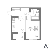 1 ккв № 42 Корп.: 1 , Секция 1  в ЖК Аквилон Solar