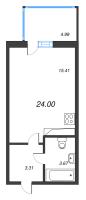 Студия № 406 Корп.: 3 Уч. 3-9 , Секция 3  в ЖК Аквилон Stories