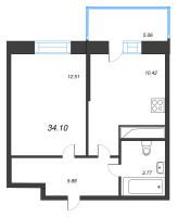 1 ккв № 1492 Корп.: 3 Уч. 1-2/10-13 , Секция 12  в ЖК Аквилон Stories