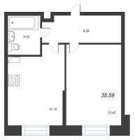 1 ккв № 6 Корп.: 3 Уч. 1-2/10-13 , Секция 1  в ЖК Аквилон Stories