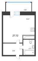 Студия № 1520 Корп.: 3.1 Уч. 1-2/10-13 , Секция 12  в ЖК Аквилон Stories