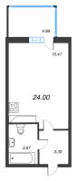 Студия № 403 Корп.: 3 Уч. 3-9 , Секция 3  в ЖК Аквилон Stories