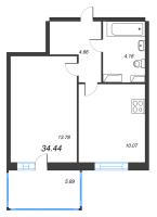 1 ккв № 939 Корп.: 3 Уч. 3-9 , Секция 8  в ЖК Аквилон Stories