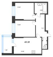 2 ккв № 1 Корп.: 1 , Секция 1  в ЖК Аквилон Верба