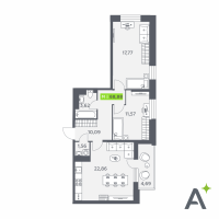3 ккв (Евро) № 280 Корп.: 1 , Секция 3  в ЖК Аквилон Verba
