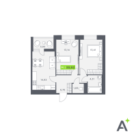 2 ккв № 513 Корп.: 1 , Секция 5  в ЖК Аквилон Verba