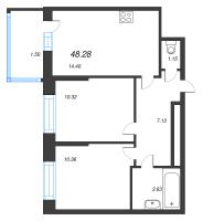 2 ккв № 18 Корп.: 1 , Секция 1  в ЖК Аквилон Верба