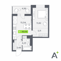 1 ккв № 270 Корп.: 1 , Секция 3  в ЖК Аквилон Verba