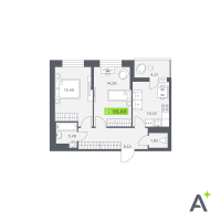 2 ккв № 465 Корп.: 1 , Секция 5  в ЖК Аквилон Verba