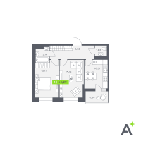 2 ккв № 141 Корп.: 1 , Секция 2  в ЖК Аквилон Verba