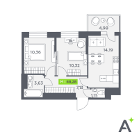 2 ккв № 62 Корп.: 1 , Секция 1  в ЖК Аквилон Verba