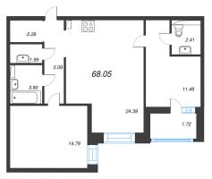 3 ккв (Евро) № 347 Корп.: 1 , Секция 3  в ЖК Аквилон Верба