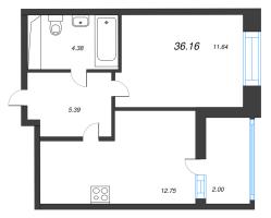 2 ккв (Евро) № 239 Корп.: 1 , Секция 2  в ЖК Аквилон Верба
