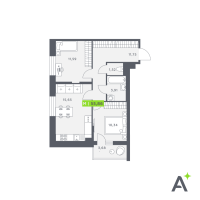 3 ккв (Евро) № 584 Корп.: 1 , Секция 6  в ЖК Аквилон Verba