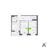 2 ккв № 75 Корп.: 1 , Секция 1  в ЖК Аквилон Verba