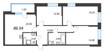 4 ккв (Евро) № 435 Корп.: 1 , Секция 4  в ЖК Аквилон Верба