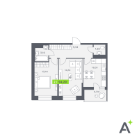 2 ккв № 185 Корп.: 1 , Секция 2  в ЖК Аквилон Verba