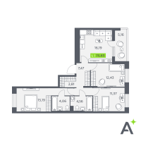 3 ккв № 255 Корп.: 1 , Секция 3  в ЖК Аквилон Verba