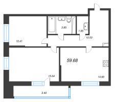 3 ккв (Евро) № 37 Корп.: 1 , Секция 1  в ЖК Аквилон Верба