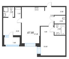 3 ккв (Евро) № 395 Корп.: 1 , Секция 4  в ЖК Аквилон Верба