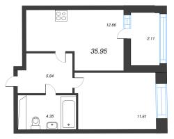 2 ккв (Евро) № 227 Корп.: 1 , Секция 2  в ЖК Аквилон Верба