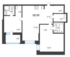 3 ккв (Евро) № 362 Корп.: 1 , Секция 4  в ЖК Аквилон Верба