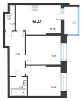 2 ккв № 641 Корп.: 1 , Секция 6  в ЖК Аквилон Верба