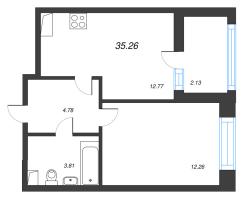 2 ккв (Евро) № 633 Корп.: 1 , Секция 6  в ЖК Аквилон Верба