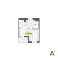 1 ккв № 206 Корп.: 1 , Секция 2  в ЖК Аквилон Verba