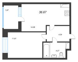 2 ккв (Евро) № 511 Корп.: 1 , Секция 5  в ЖК Аквилон Верба