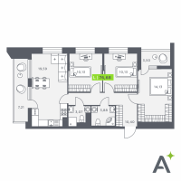 4 ккв (Евро) № 625 Корп.: 1 , Секция 6  в ЖК Аквилон Верба