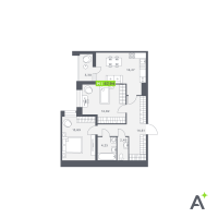 3 ккв (Евро) № 395 Корп.: 1 , Секция 4  в ЖК Аквилон Verba