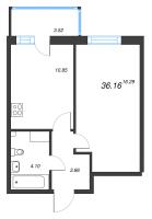 1 ккв № 344 Корп.: В , Секция 2  в ЖК Аквилон Янино