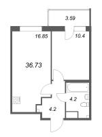 2 ккв (Евро) № 254 Корп.: Г , Секция 2  в ЖК Аквилон Янино