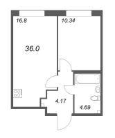 2 ккв (Евро) № 514 Корп.: Г , Секция 4  в ЖК Аквилон Янино