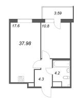 2 ккв (Евро) № 193 Корп.: Г , Секция 2  в ЖК Аквилон Янино