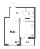 1 ккв № 489 Корп.: Г , Секция 3  в ЖК Аквилон Янино