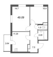 2 ккв № 58 Корп.: Г , Секция 1  в ЖК Аквилон Янино