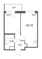 2 ккв (Евро) № 120 Корп.: Г , Секция 1  в ЖК Аквилон Янино