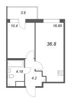 2 ккв (Евро) № 47 Корп.: Г , Секция 1  в ЖК Аквилон Янино