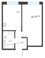 1 ккв № 17 Корп.: В , Секция 1  в ЖК Аквилон Янино