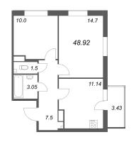 2 ккв № 578 Корп.: Г , Секция 4  в ЖК Аквилон Янино