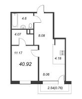 2 ккв (Евро) № 45 Корп.: 1 , Секция A  в ЖК Akzent