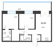 3 ккв (Евро) № 94 Корп.: 1 , Секция В  в ЖК Alpen