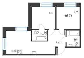 3 ккв (Евро) № 177 Корп.: 1 , Секция В  в ЖК Alpen