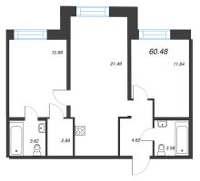 3 ккв (Евро) № 72 Корп.: 1 , Секция А  в ЖК Alpen