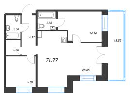3 ккв (Евро) № 7 Корп.: 1 , Секция А  в ЖК Альпен